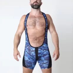 AJAX CAMO MESH SINGLET Bleu