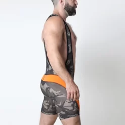 AJAX CAMO MESH SINGLET Orange -Magasin discount de jouets sexuels ajax camo mesh singlet orange 2