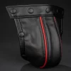 Black Leather Pouch Avec Piping