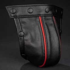 Black Leather Pouch Avec Piping