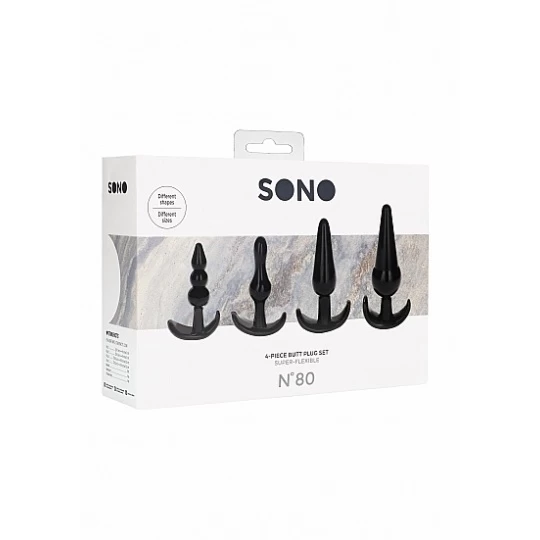 Sono No. 80 - 4-Piece Butt Plug Set - Black 1 Sono No. 80 - 4-Piece Butt Plug Set - Black