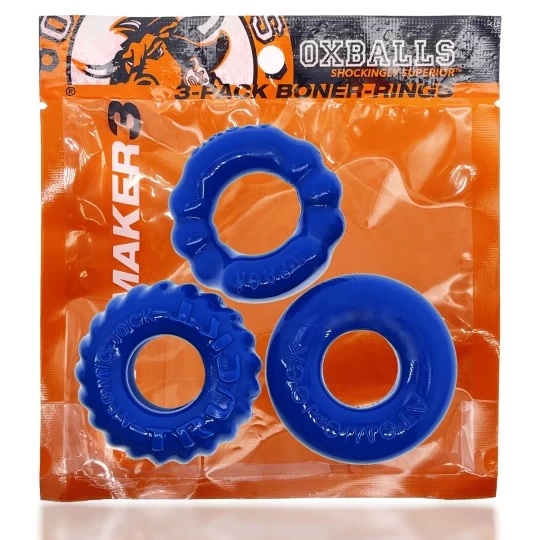 Oxballs OX BONEMAKER Pack De 3 Cockrings Bleus 2 Oxballs OX BONEMAKER Pack De 3 Cockrings Bleus – Image 2