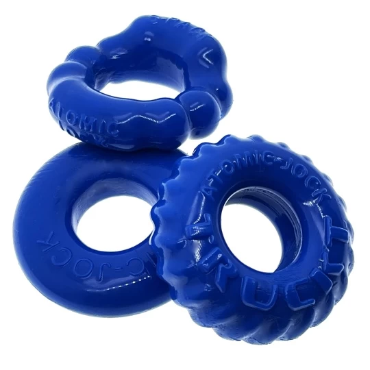 Oxballs OX BONEMAKER Pack De 3 Cockrings Bleus 1 Oxballs OX BONEMAKER Pack De 3 Cockrings Bleus