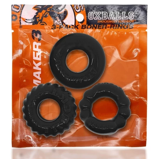 Oxballs OX BONEMAKER Pack De 3 Cockrings Noirs 2 Oxballs OX BONEMAKER Pack De 3 Cockrings Noirs – Image 2