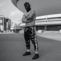 Pantalon Vinyle Bandes Blanches