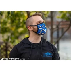 Reversible Hanky Face Mask - Bone Blue -Magasin discount de jouets sexuels reversible hanky face mask bone blue 2