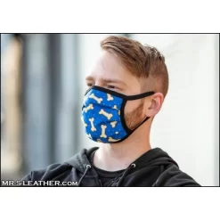 Reversible Hanky Face Mask - Bone Blue -Magasin discount de jouets sexuels reversible hanky face mask bone blue 3