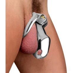 XR Brands Rikers-Steel Locking Chastity Cage -Magasin discount de jouets sexuels rikers steel locking chastity cage 2