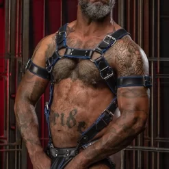 Harnais Trojan Bleu -Magasin discount de jouets sexuels trojan body harness bleu 4
