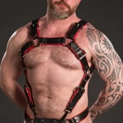 Harnais Trojan Rouge -Magasin discount de jouets sexuels trojan body harness rouge 5