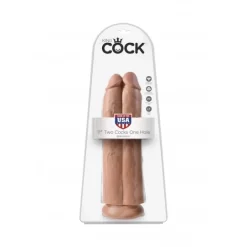 King Cock Two Cocks One Hole 11" 28cm Tan