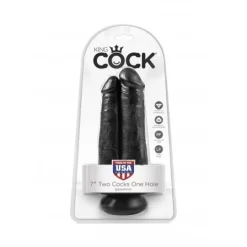 King Cock Two Cocks One Hole 7" 17cm Black