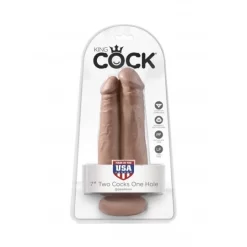 King Cock Two Cocks One Hole 7" 17cm Tan