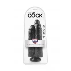 King Cock Two Cocks One Hole 9" 23cm Black