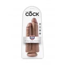 King Cock Two Cocks One Hole 9" 23cm Tan