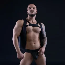 Veste En Cuir Noir Avec Logo Pit Bull